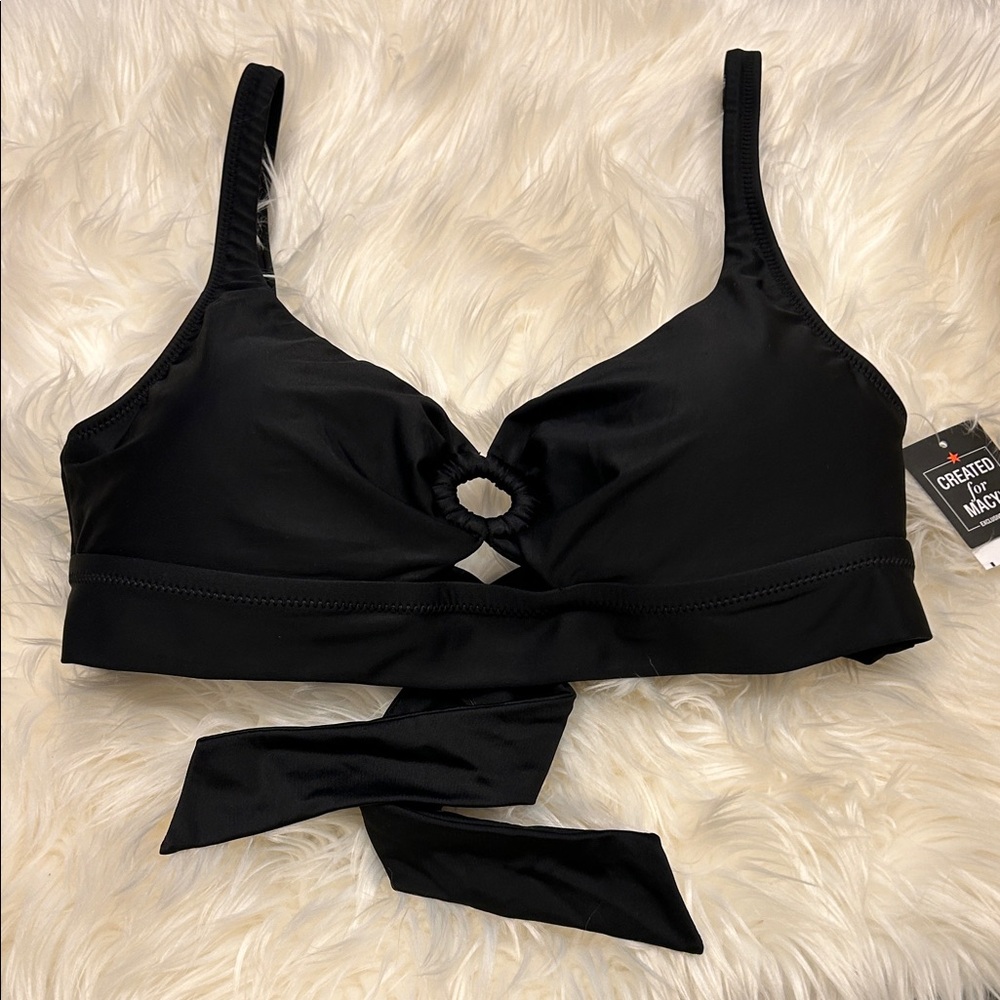 New! Bar Ill Resort Solids Ring-Detail Tie-Back Bikini Top, Created for Macy's